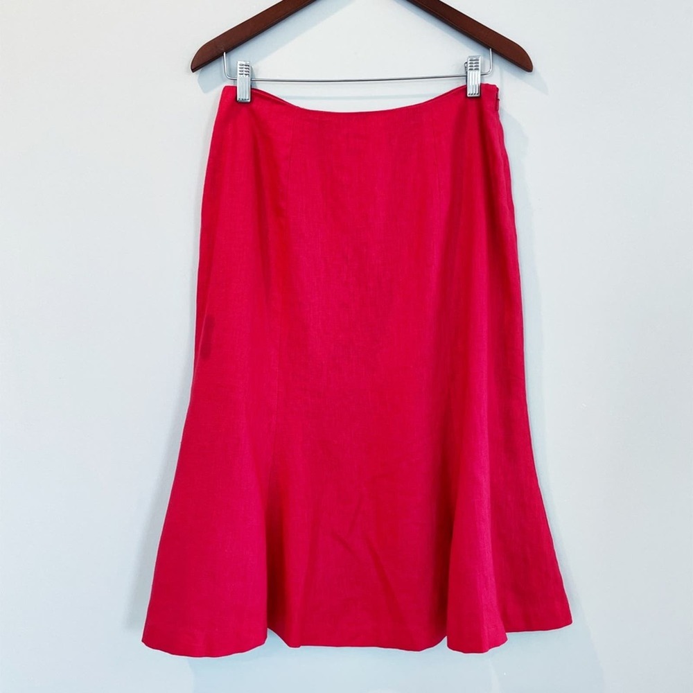 Chaps Linen Trumpet Skirt Red Size 4 EUC
